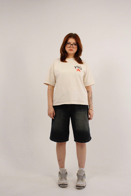 Model wearing VSG all star tshirt in a size M facing the camera