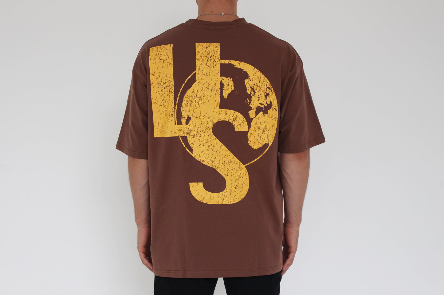 Product image showing the back of Vision studios walnut brown oversized tee (size XL)