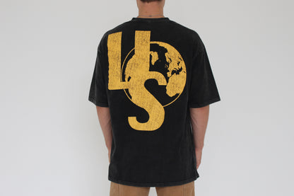 Product image showing the back of Vision studios acid wash oversized tee (size XL)